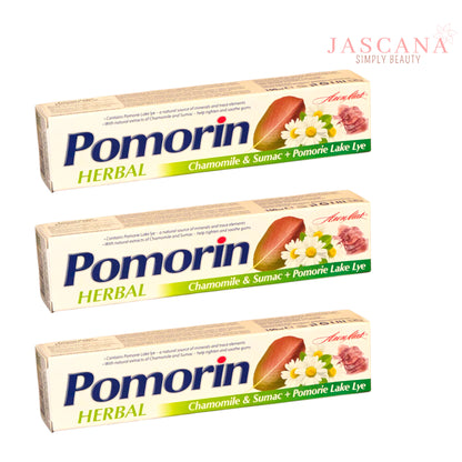 3x 100 ml Zahnpasta POMORIN HERBAL Kräuter Kamillen