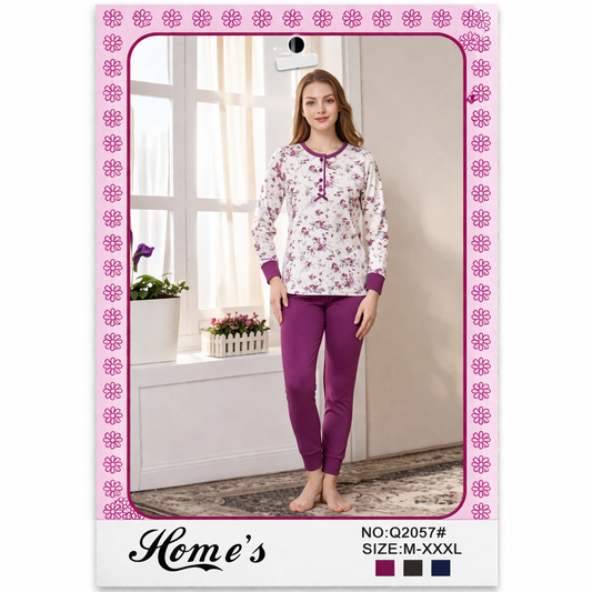Damen Schlafanzug Pyjama-Set THERMO leicht angerauht M-XXL