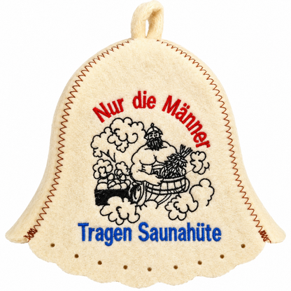 Filzkappe für Sauna Saunahut Saunamütze Saunakappe " Nur die Männer Tragen Saunahüte"