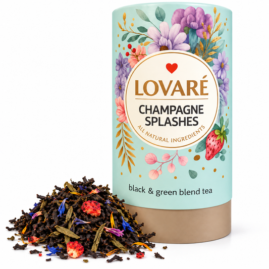LOVARÉ Champagne Splashes Schwarz & Grüntee Erdbeere Goji Beeren