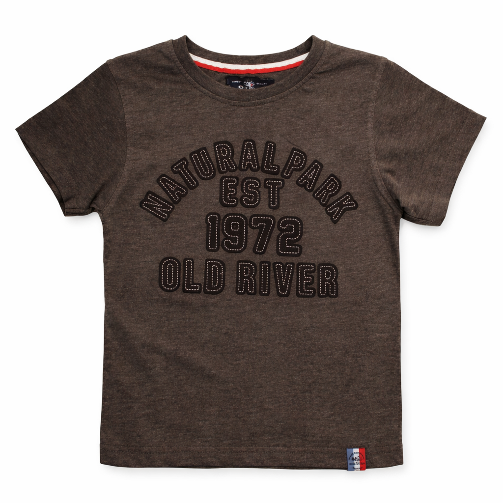 Old River Kinder Sommer T-Shirt, Kurzarm, 4–14 Jahre Braun