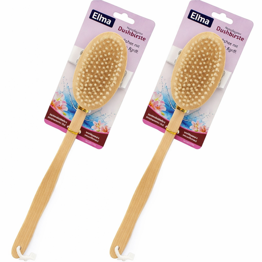 2 St. Badebürste Holz mit Handschlauf Rückenbürste Saunabürste