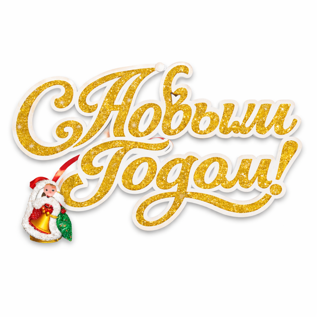 Weihnachts-Dekoration „С Новым Годом“ – Glitzer Schriftzug