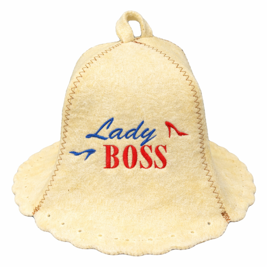 Filzkappe für Sauna Saunahut Saunamütze Schapka „Lady Boss“