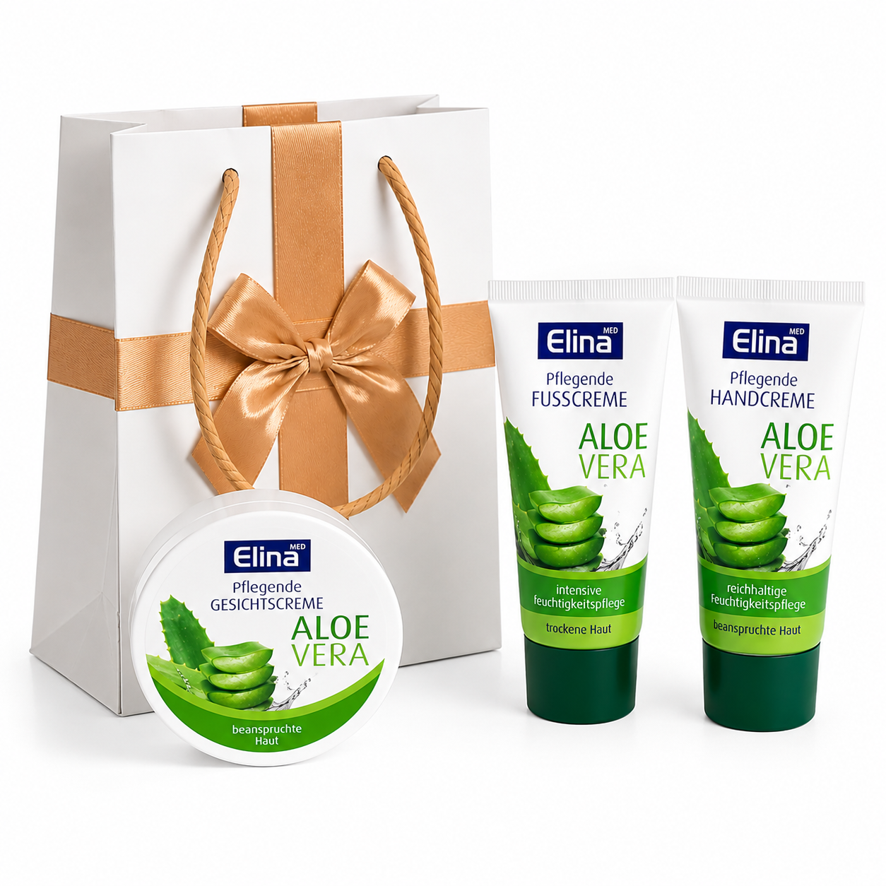 Elina MED Aloe Vera Geschenkset – 3-teiliges Pflegeset mit Geschenktasche
