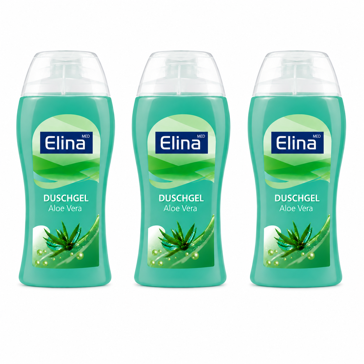 Elina Med Duschgel Aloe Vera – Feuchtigkeitsspendende Hautpflege mit Aloe Vera 3 (Pack)