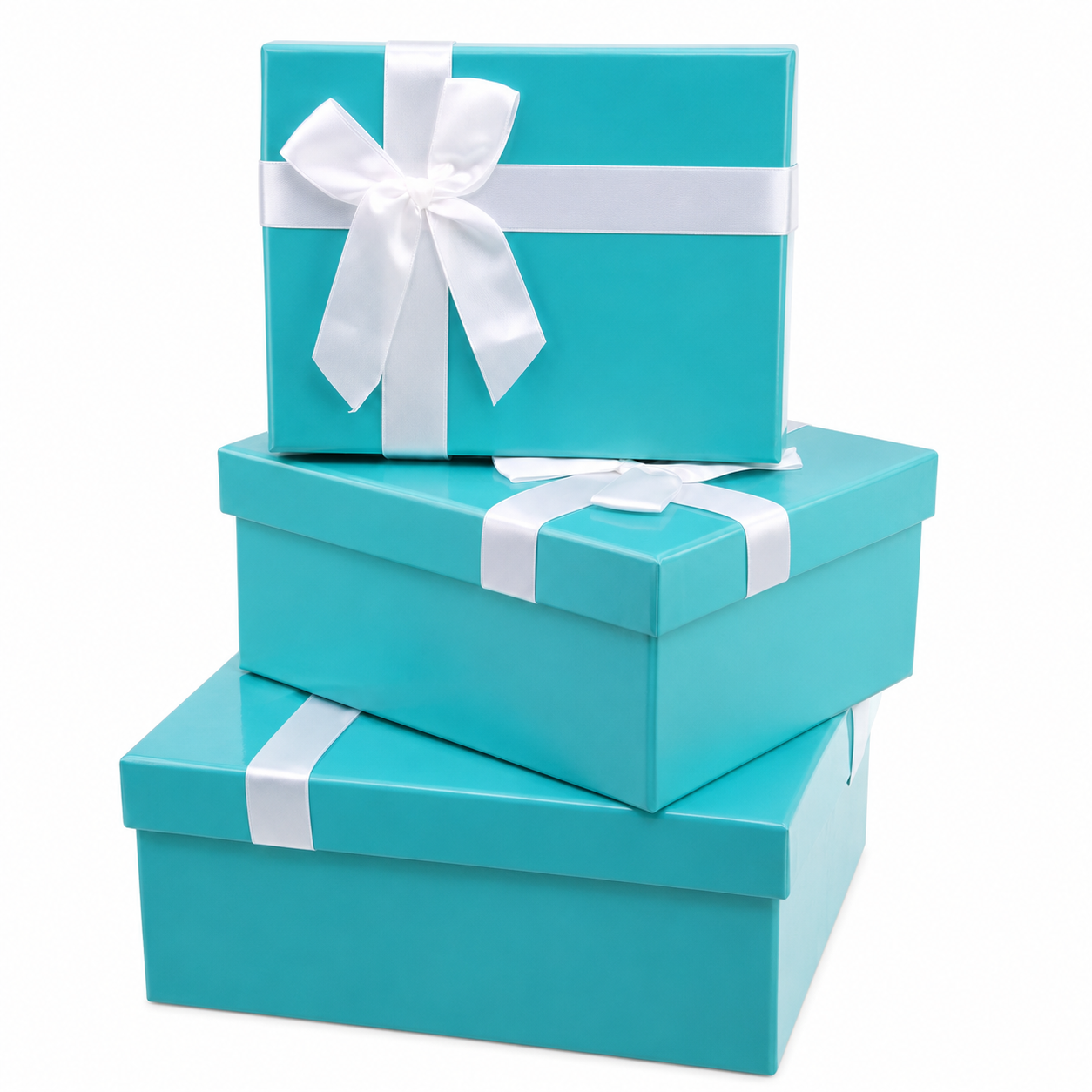 Geschenkboxen 3er Set mit Schleife - Turkis