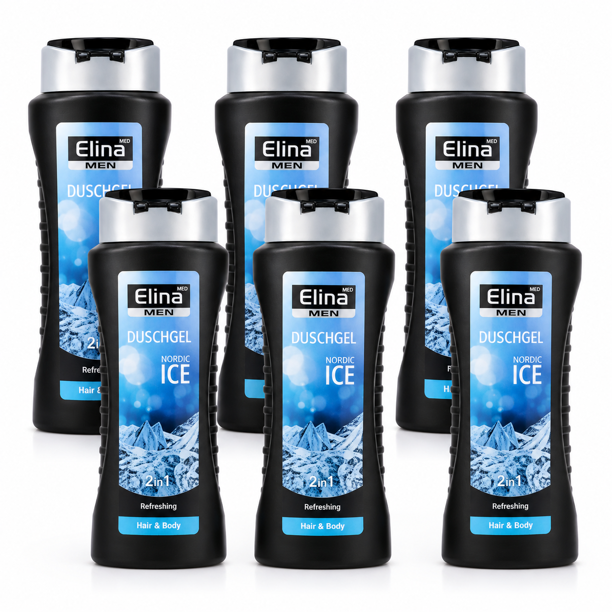 Elina Med Men Nordic Ice Duschgel – 2in1 Hair & Body 300 ml ( 6 Pack)