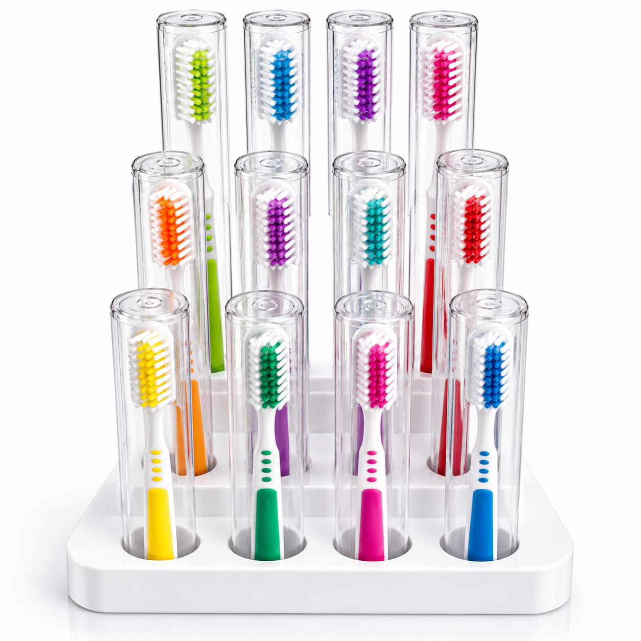 Zahnbürsten Set mit Schutzkappen – 12 Stück  19cm