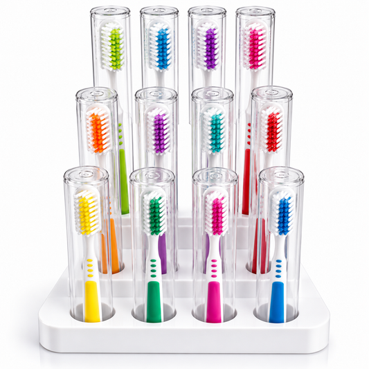 Zahnbürsten Set mit Schutzkappen – 12 Stück  19cm