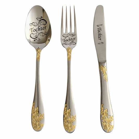Besteck mit Gravur  Tochter  Edelstahl 3 Tl.