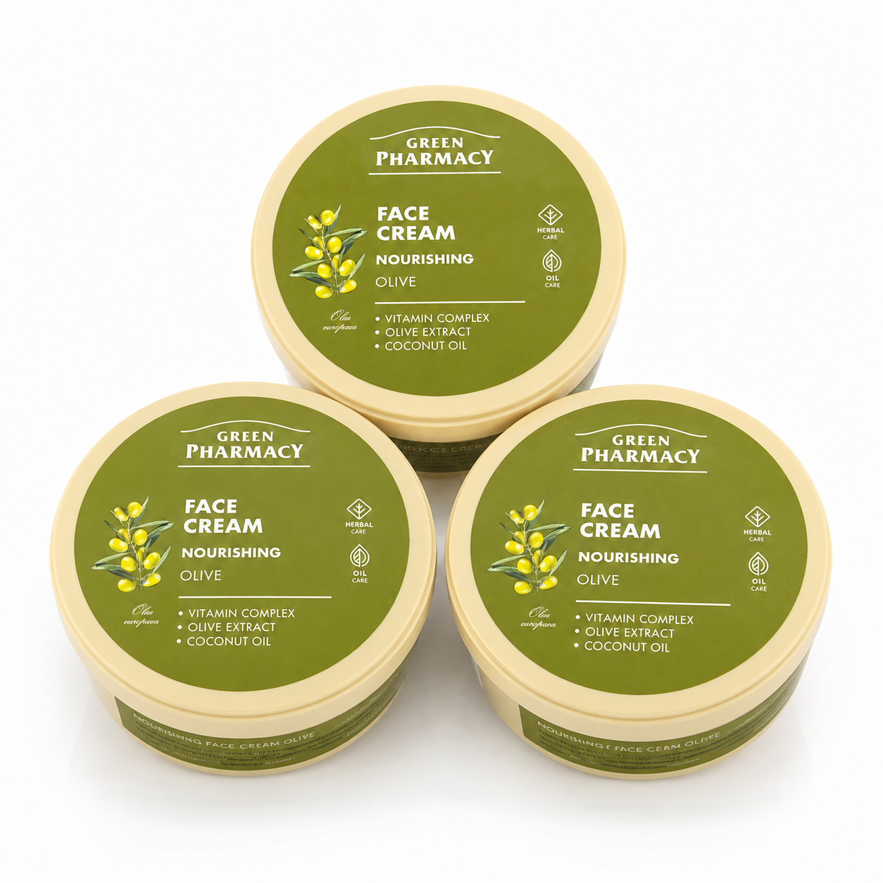 Green Pharmacy Gesichtscreme Olive – nährend & aufbauend – 200 ml (3 Pack)