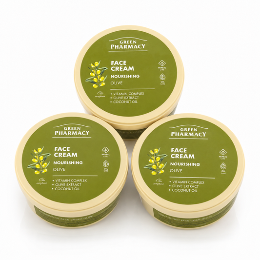 Green Pharmacy Gesichtscreme Olive – nährend & aufbauend – 200 ml (3 Pack)