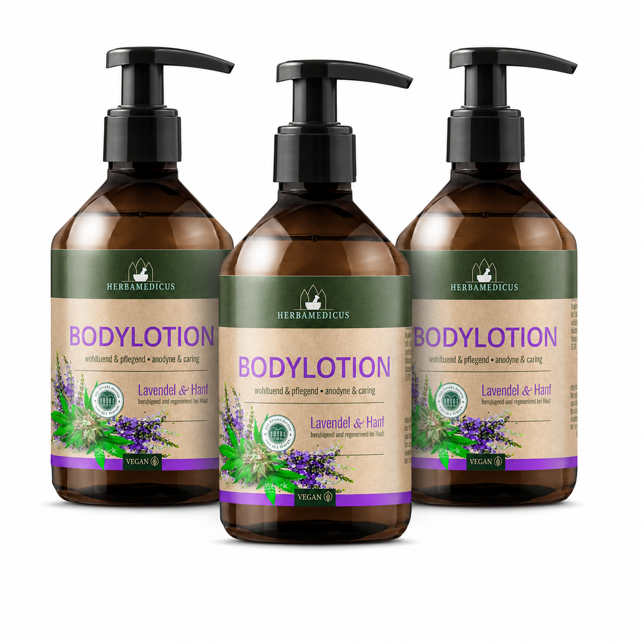 Herbamedicus Bodylotion Lavendel & Hanf 250 ml (3 Pack)