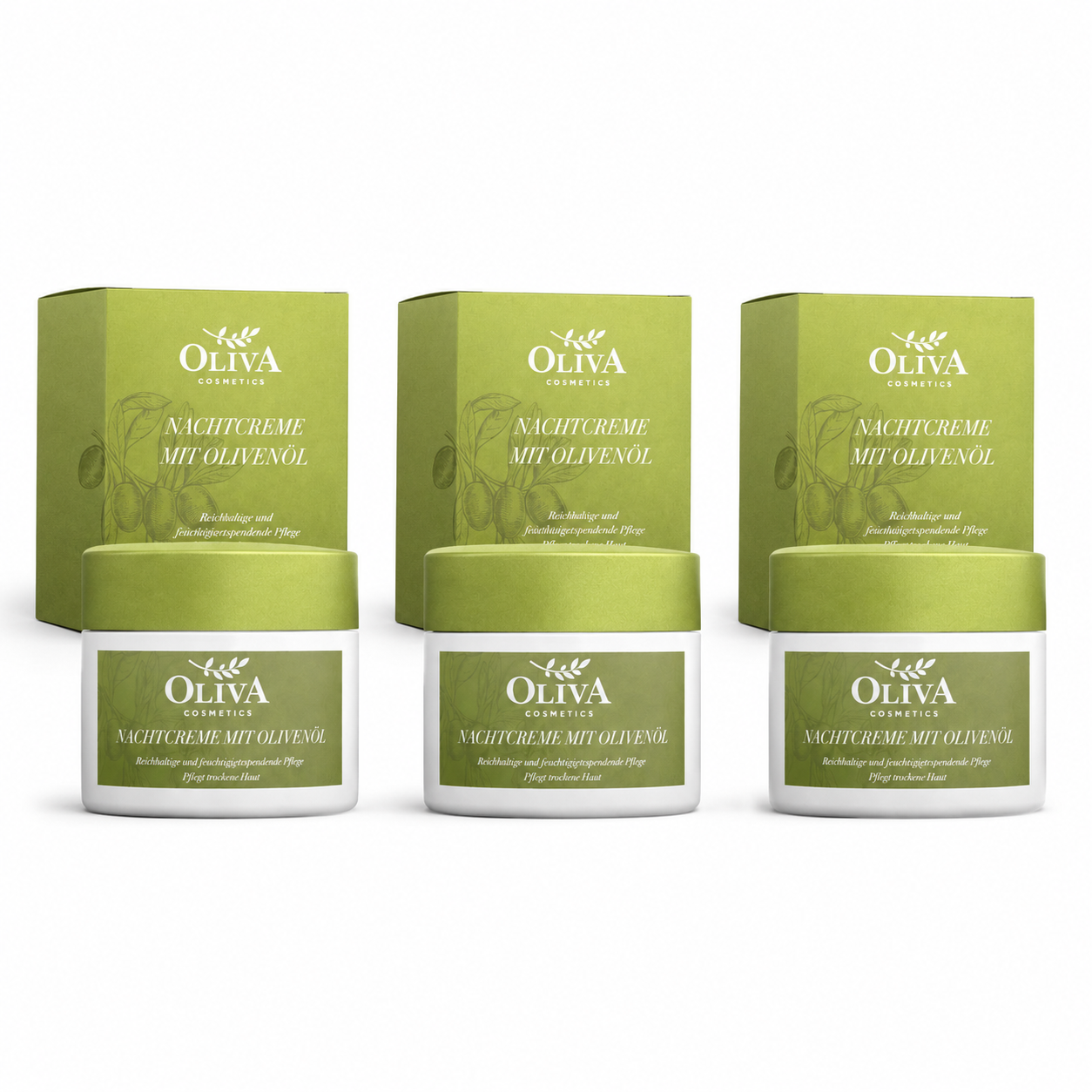 Oliva cosmetics Nachtcreme mit Olivenöl – 50 ml (3 Pack)