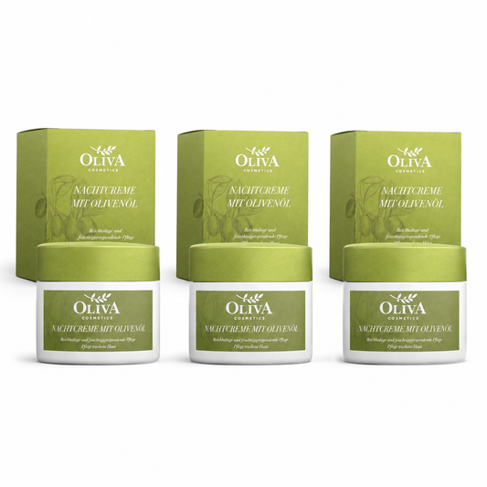 Oliva cosmetics Nachtcreme mit Olivenöl – 50 ml (3 Pack)