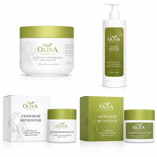 OLIVA Cosmetics Pflege-Set mit Olivenöl – Intensive Pflege für trockene Haut
