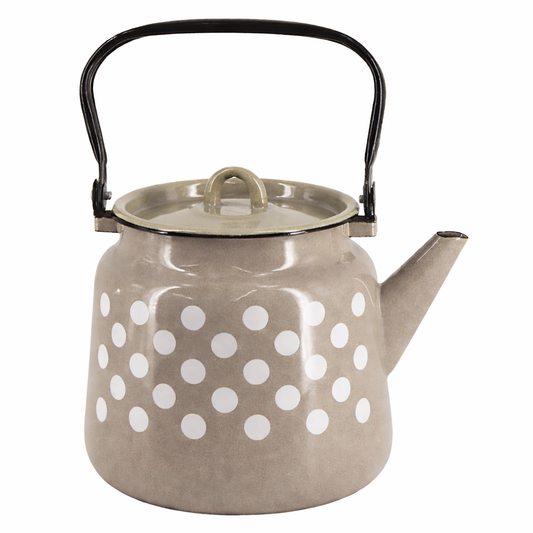 Teekanne, emailliert, 3,5 L  Erbse mit Deckel, Wasserkessel