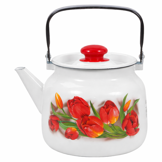 Wasserkessel mit Deckel "Zarter Mai" emailliert,3,5 L.  Wasserkocher Teekanne