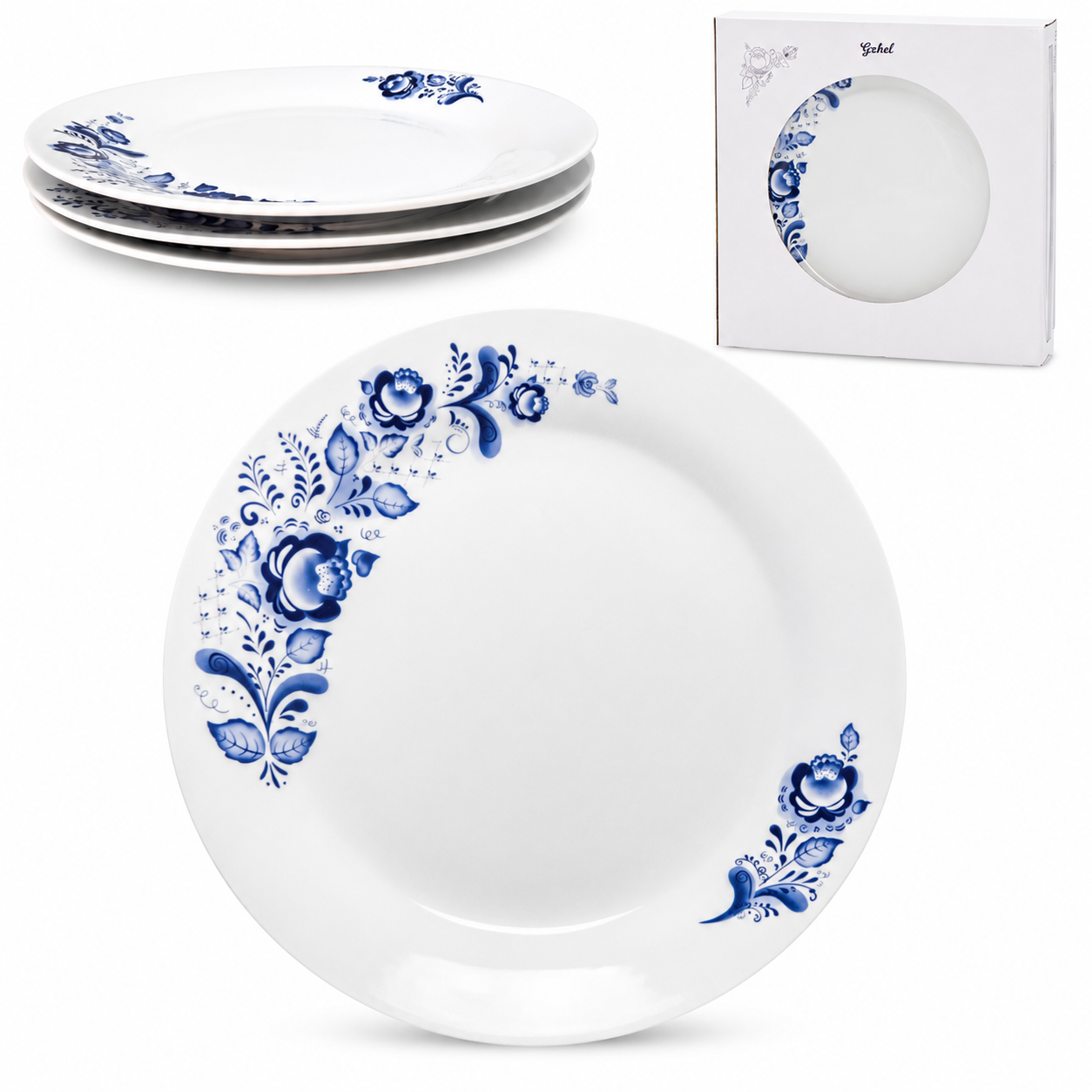 Porzellanteller mit blauem Dekor – Ø 26,5 cm