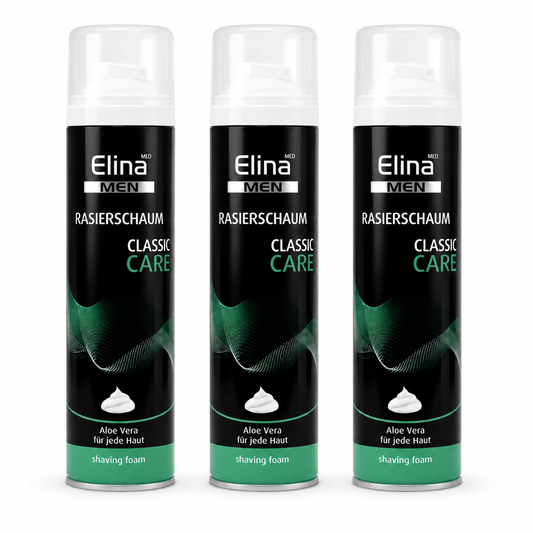 Elina MEN Classic Care Rasierschaum 300 ml – mit Aloe Vera (3 Pack)