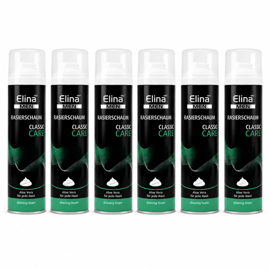 Elina MEN Classic Care Rasierschaum 300 ml – mit Aloe Vera (6 Pack)