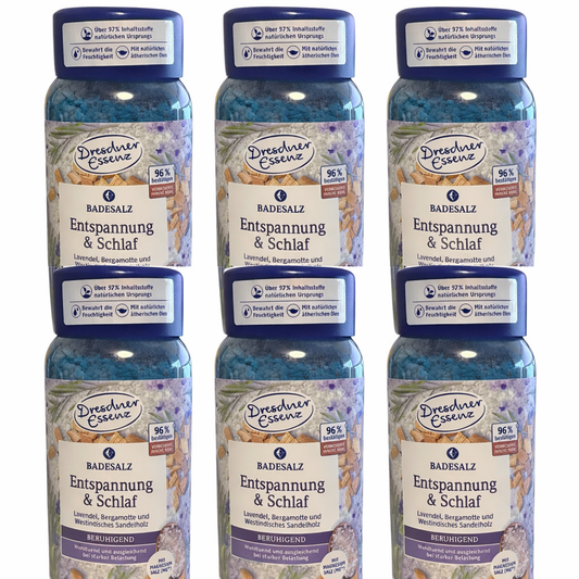 6x 600 g Dresdner Essenz Badesalz Entspannung & Schlaf