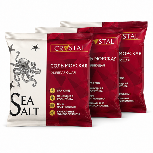 CRYSTAL Meersalz stärkend 1 Kg– Badesalz mit wertvollen Mineralien (3 Pack)