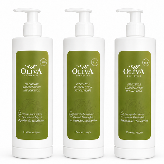 Oliva Cosmetics Pflegende Körperlotion mit Olivenöl 400 ml (3 Pack)
