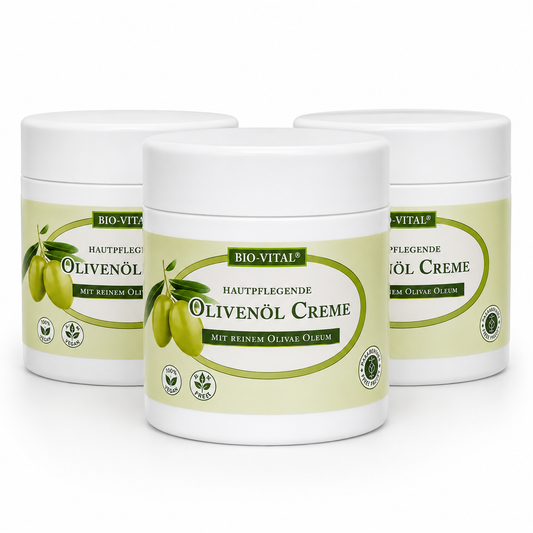 BIO-VITAL Olivenöl-Creme 250 ml – Hautpflegende Körpercreme. ( 3 Pack)