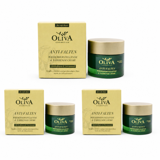 Oliva Cosmetics Anti-Aging Gesichtscreme – 50 ml, 3er-Pack
