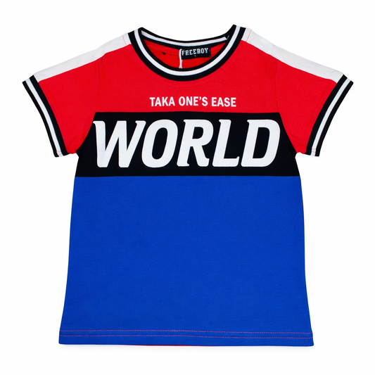 Kinder T-Shirt Jungen Kurzarm – WORLD Print – Rundhals Shirt i– Freizeit & Alltag