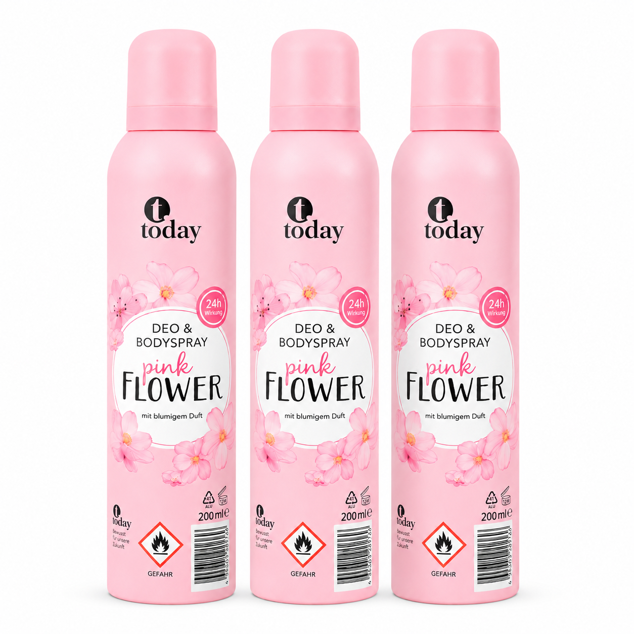 today Deo & Bodyspray Pink Flower – 200 ml (3 Pack)