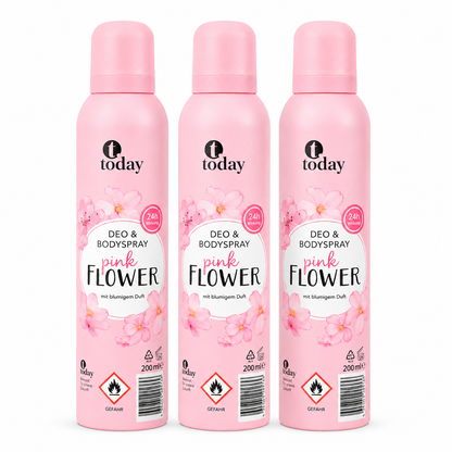 today Deo & Bodyspray Pink Flower – 200 ml (3 Pack)