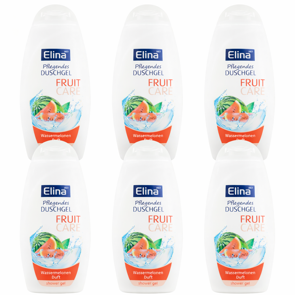 6x 300 ml Elina Med Pflegendes Duschgel Fruit Care Wassermelone