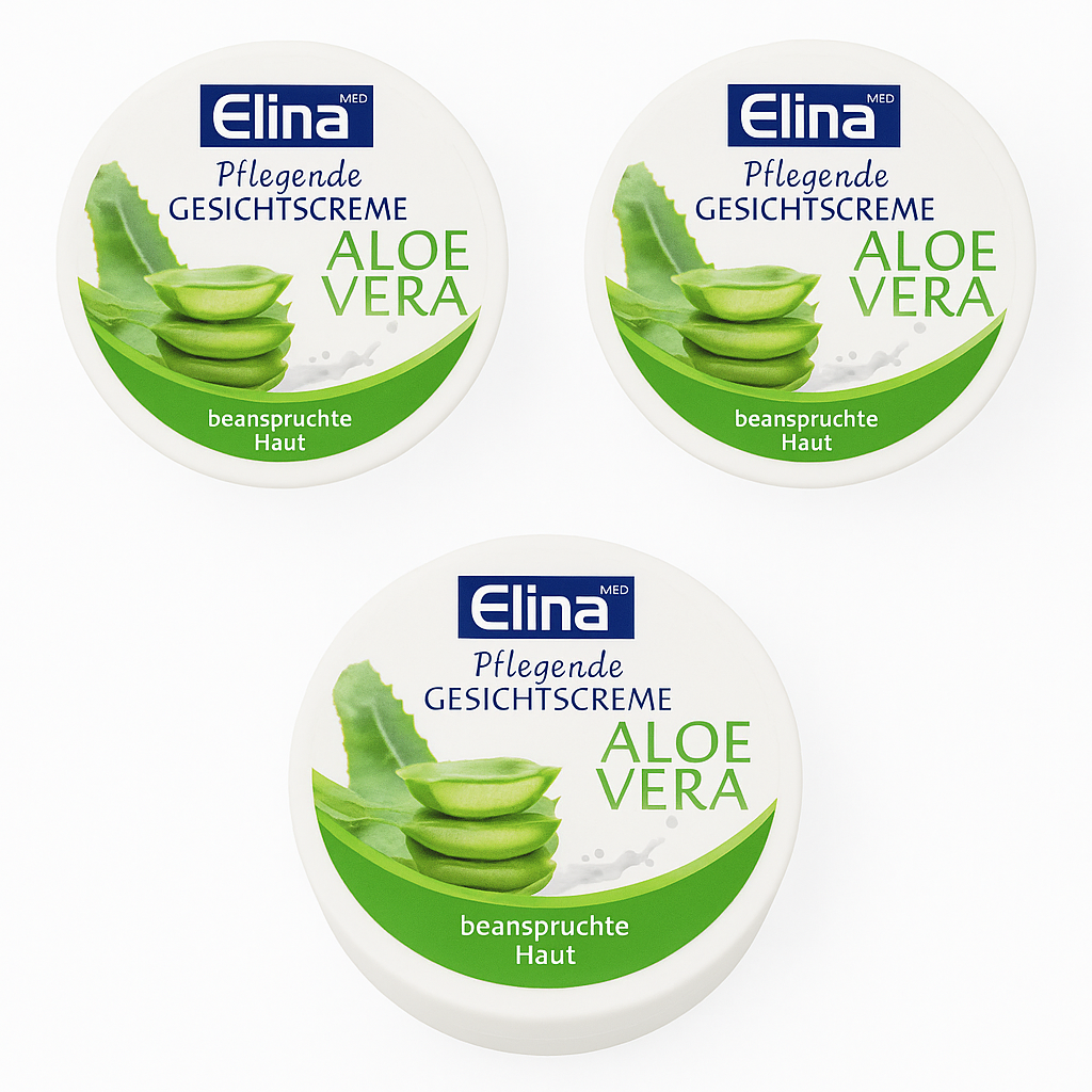 3 x 75 ml Elina Aloe Vera Gesichtscreme in der Dose