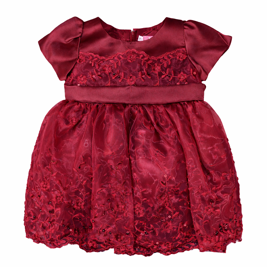 Baby Festkleid Mädchen Bordo (Gr. 62–92) – Babykleid mit Spitze, Stickerei & Tüllrock
