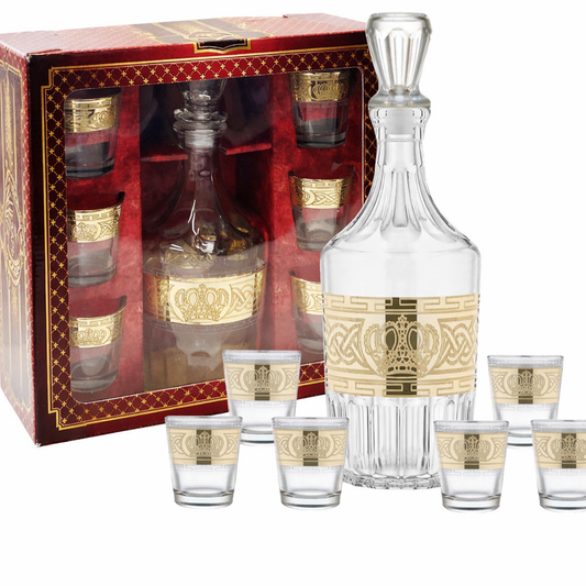 Karaffen-Set mit 6 Gläsern – Edles Design mit Golddekor