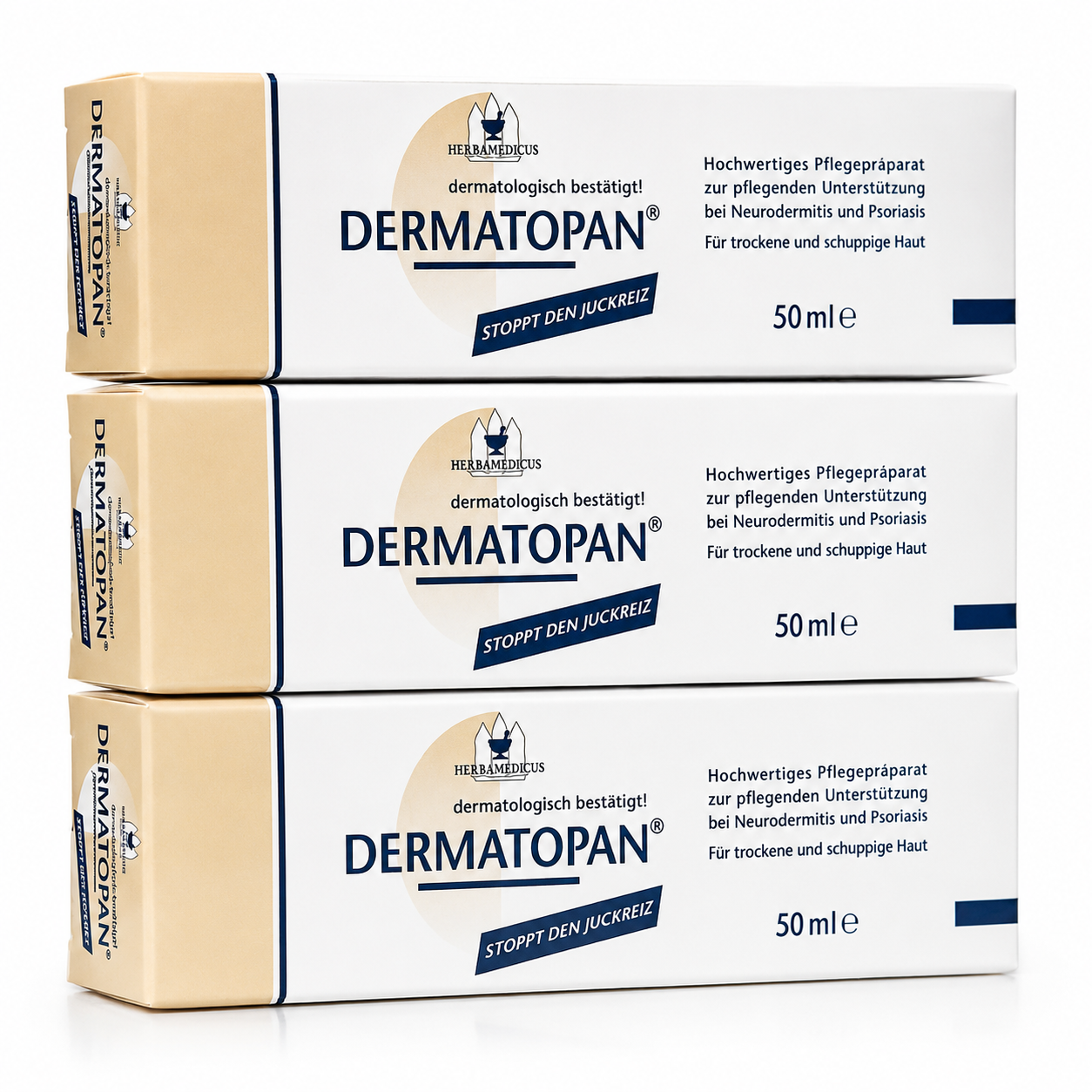 3X 50 ml Herbamedicus Dermatopan für trockene Haut Panthenol Urea
