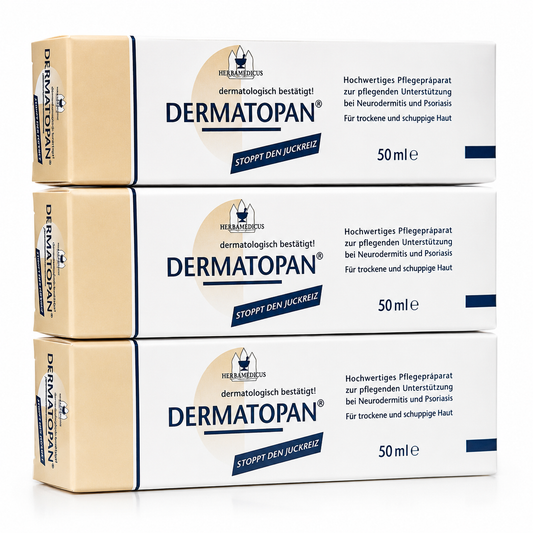 3X 50 ml Herbamedicus Dermatopan für trockene Haut Panthenol Urea