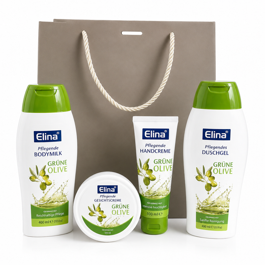 Elina Geschenkset Grüne Olive – 4-teiliges Pflegeset Geschenkidee für Damen