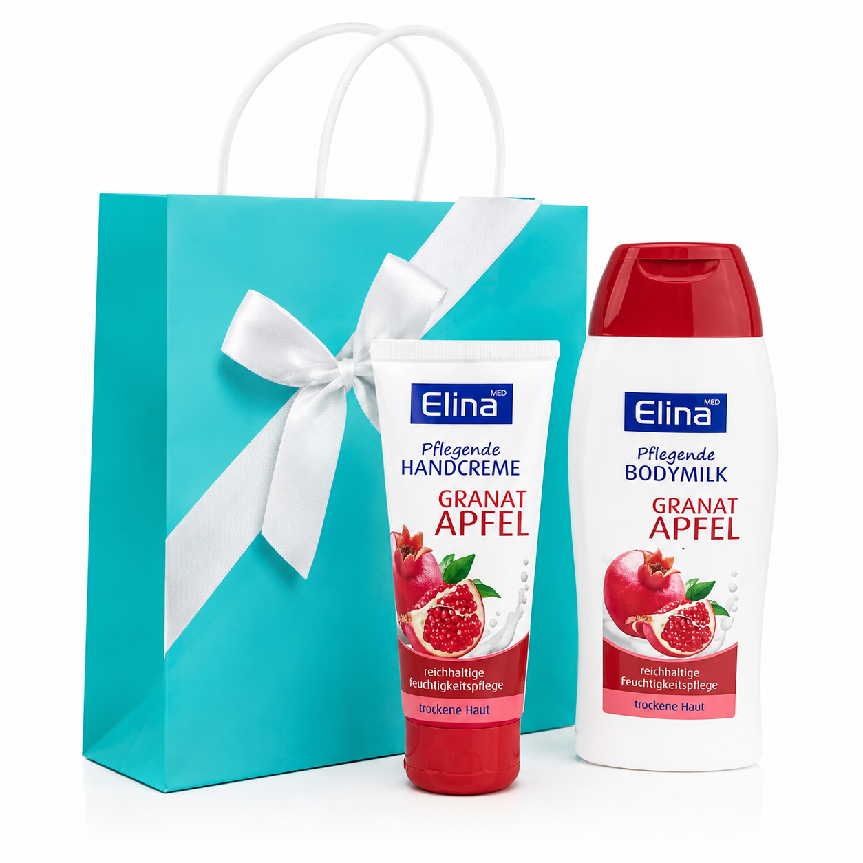Elina MED Geschenkset Granatapfel – Handcreme & Bodymilk mit Geschenktasche