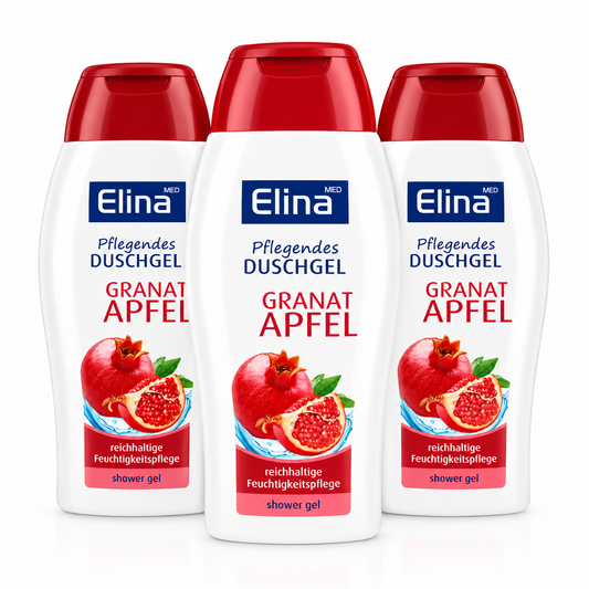 3x250 ml Elina Pflegendes Duschgel Granat Apfel