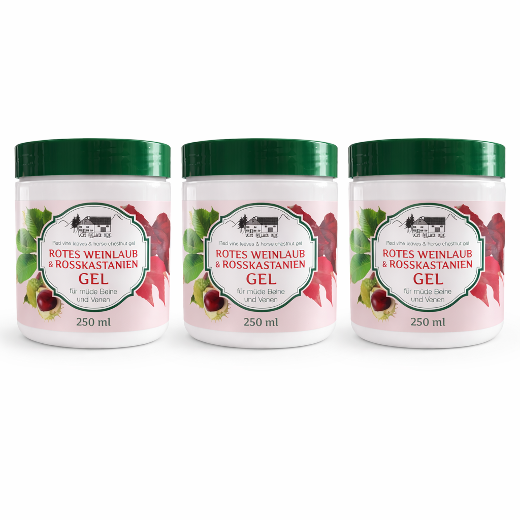 3x250 ml Rotes Weinlaub & Rosskastanien Gel