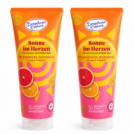 2x250 ml Dresdner Essenz „Sonne im Herzen“ Pflegendes Duschgel – Orange & Grapefruit