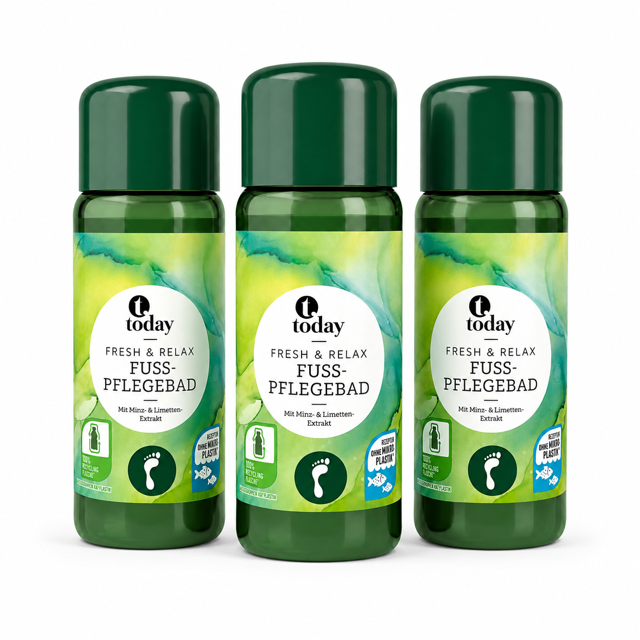today Fresh & Relax Fuß-Pflegebad – mit Minz- & Limetten-Extrakt, 200 ml ( 3 Pack)