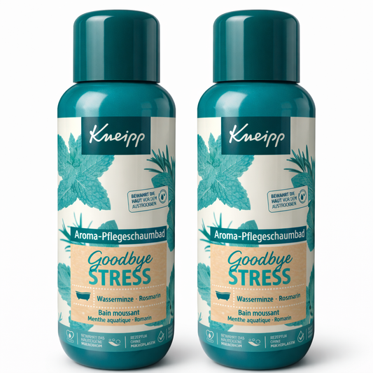 Kneipp Aroma-Pflegeschaumbad „Goodbye Stress – Wasserminze & Rosmarin“ (2er-Set)