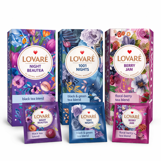 LOVARÉ Tee-Set – Exklusive Früchtetee- und Schwarztee-Kompositionen