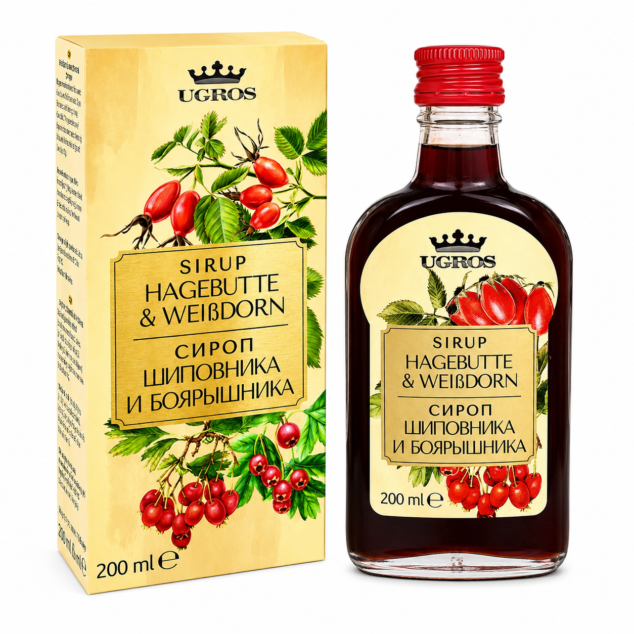 UGROS Hagebutte & Weißdorn Sirup 200 ml