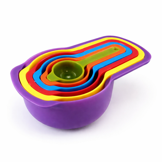 6 tlg Messlöffel Set  Dosierlöffel mit Messlineal für Backmessen Kochen